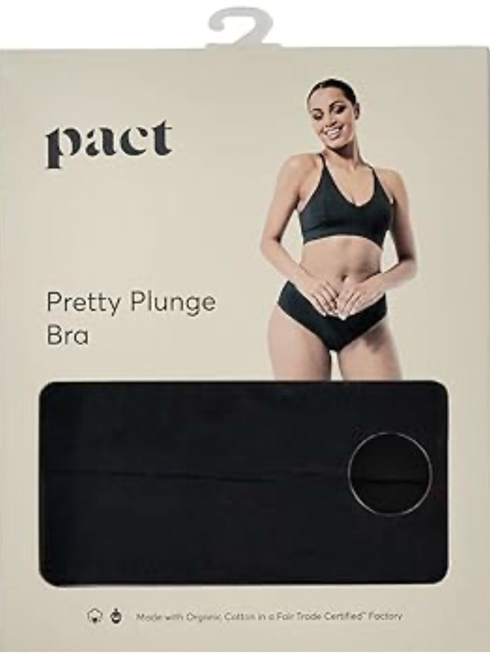 Pact Pretty Plunge Bra - Black Organic Cotton NWT